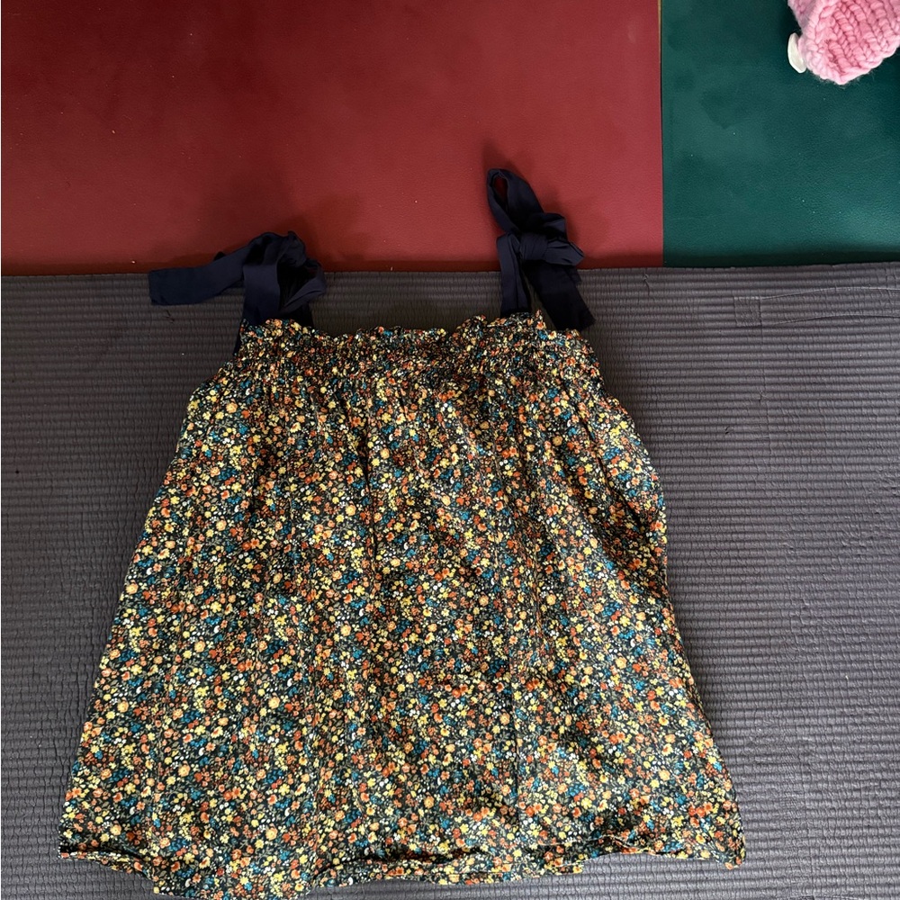 Sugarlips Tuckernuck Floral Sleeveless Top with Bow Straps Large L